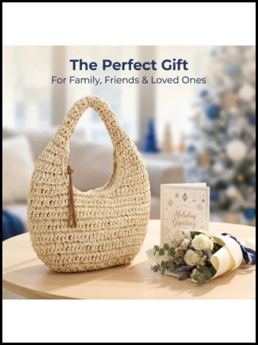 Handcrafted Straw Crescent Bag for Women, Raffia Summer Beach Hobo Purse